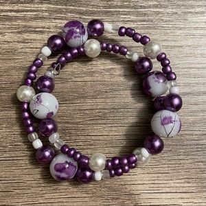 Wire beaded wrap around bracelet